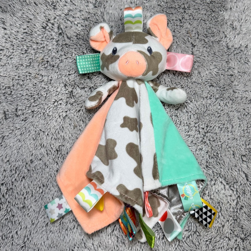 Mary Meyer Taggies Patches Pig Character Blanket 13" Lovey Security #40044 RARE
